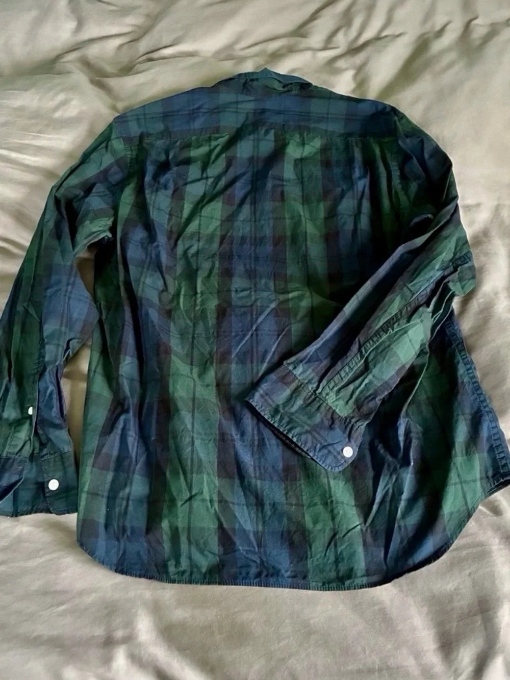 J. Crew Men's Blue and Green Plaid Button-Down Shirt